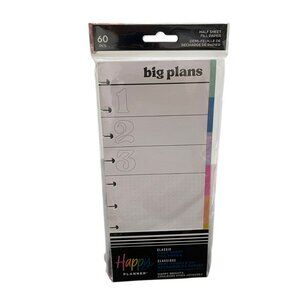 Happy Planner Skinny Classic Half Sheet Fill Paper‎ 60 Sheets Big Plans